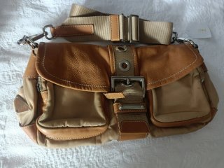 Bolso Prada Piel y Lona Marrón Beige