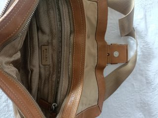 Bolso Prada Piel y Lona Marrón Beige