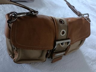 Bolso Prada Piel y Lona Marrón Beige