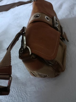 Bolso Prada Piel y Lona Marrón Beige