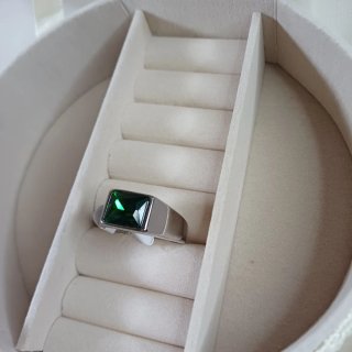 Anillo Sello Acero Inoxidable Esmeralda