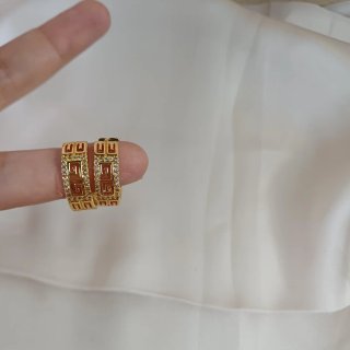 Pendientes Aro Greca Circonitas Chapado Oro 18k