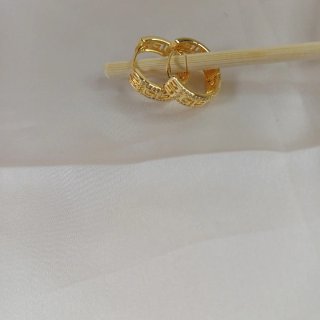 Pendientes Aro Greca Circonitas Chapado Oro 18k