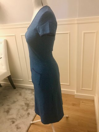 Vestido vintage V-neck estampado azul pin up retro