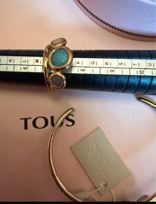 Conjunto Tous oro y turquesa