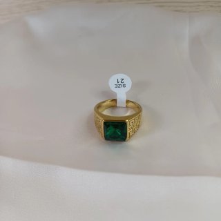 Anillo Sello Oro 18k Esmeralda Talla Grande