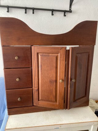 Mueble de baño madera 80cm con lavabo y espejo