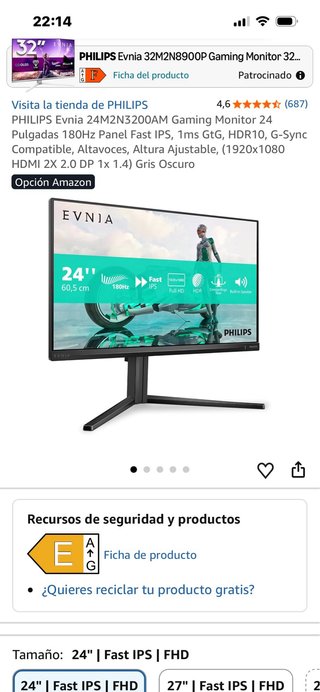 Monitor Philips Evnia 24 3000 Series Bianco