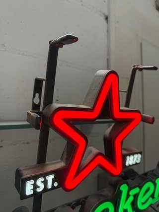 Cartel Luminoso Heineken Estrella Roja y Verde