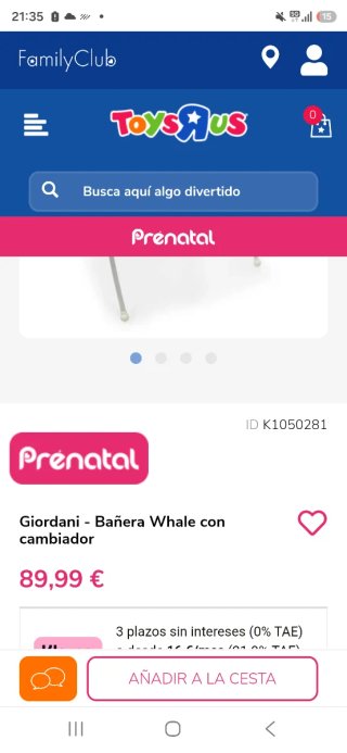 Bañera cambiador Giordani