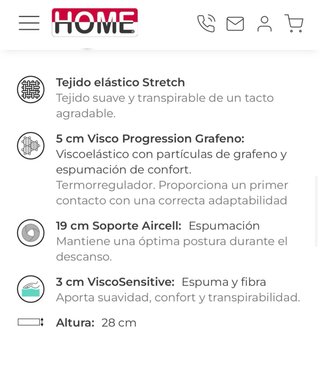 Colchón Viscoelástico HOME 150x190