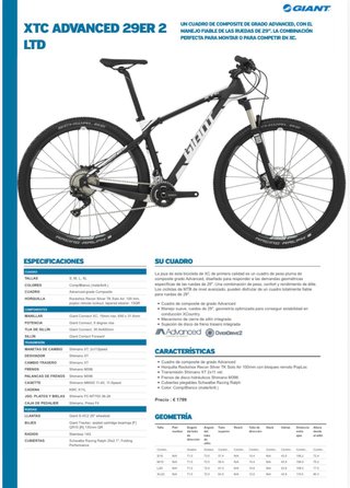 Bicicleta Giant XTC ADVANCED 29ER Talla L.