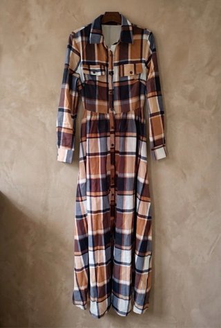 Vestido Camisero • Cuadros • Talla S