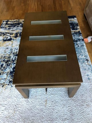 Mesa Centro Nogal Elevable Cristal