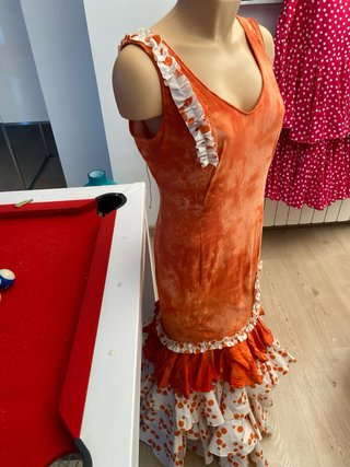 313 vestido  Flamenco Naranja y Blanco
