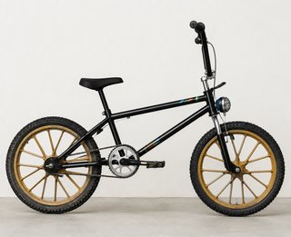 Bici BMX nera con ruote dorate