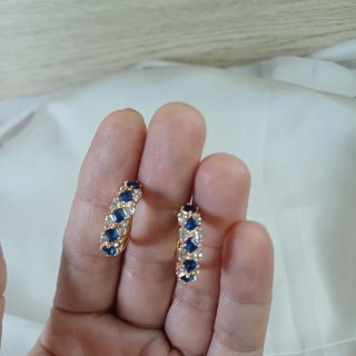 Pendientes Oro 18k Circonitas y Topacio Azul