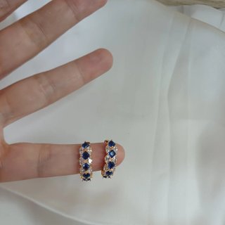 Pendientes Oro 18k Circonitas y Topacio Azul