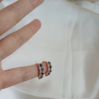 Pendientes Oro 18k Circonitas y Topacio Azul