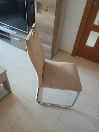 4 Sillas Comedor Beige y Plata