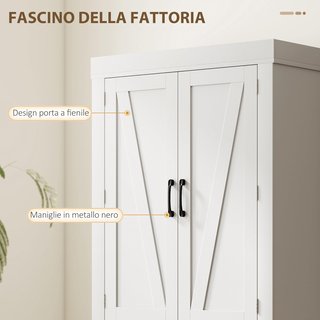 Mobile Cucina Alto 183.5 Cm, Armadio Cucina Con 6 Portaspezie, 4 Ante Stile Granaio e Cassetto, Mobile Dispensa Rustico Con Ripiani Regolabili, per Sala da Pranzo, Soggiorno, ecc.
