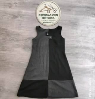 Vestido vintage patchwork gris y negro