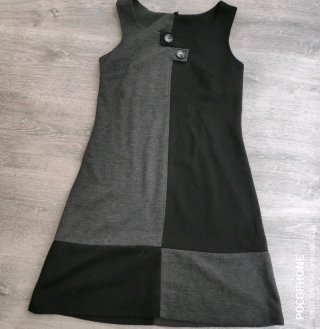 Vestido vintage patchwork gris y negro