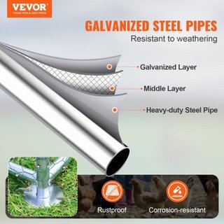 Gran Gallinero de Metal, 9.8x12.9x6.5 pies, Corrales para Pollos de Entrada para el Jardín con Cubierta, Casa para Gallinas con Techo en Espira y Cerradura de Seguridad para Exterior y Jardín, Gra...