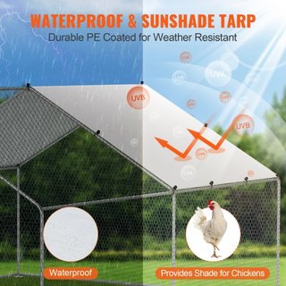 Gran Gallinero de Metal, 9.8x12.9x6.5 pies, Corrales para Pollos de Entrada para el Jardín con Cubierta, Casa para Gallinas con Techo en Espira y Cerradura de Seguridad para Exterior y Jardín, Gra...