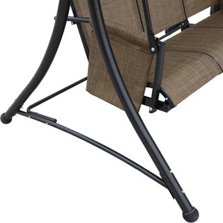 Dondolino da Giardino a 3 Posti con Tetto Regolabile e Tasche Marrone 196X128X172Cm