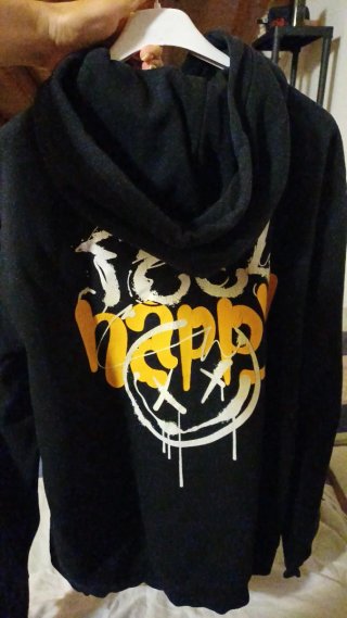 Felpa Feel Happy Nera con Grafica