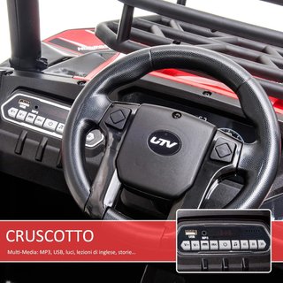 Coche Eléctrico para Niños 12V, Velocidad 3-6Km/H, Quad Eléctrico Mini Con Doble Motor, USB, Reproductor MP3 Y Control Remoto, 118X76X104Cm, Rojo Y Negro