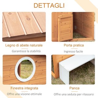 Casa dei Bambini in Legno con Porta, Finestre, Banco e Vaso, Casa Gioco per Giardino, 122X108X135.5Cm Gialla