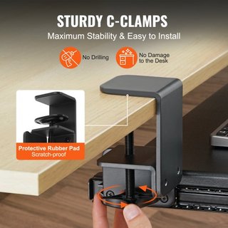 Soporte para Teclado de Escritorio, Bandeja de Teclado Deslizante con Montaje de C-Clamp Sin Taladro, Gran Cajón Deslizante de 26.8 x 11 pulgadas para Escribir en Casa, Trabajo de Oficina