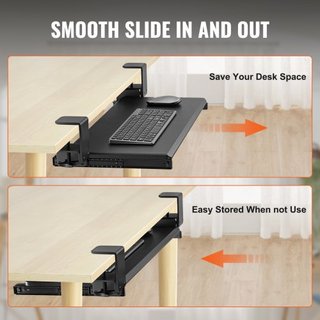 Soporte para Teclado de Escritorio, Bandeja de Teclado Deslizante con Montaje de C-Clamp Sin Taladro, Gran Cajón Deslizante de 26.8 x 11 pulgadas para Escribir en Casa, Trabajo de Oficina