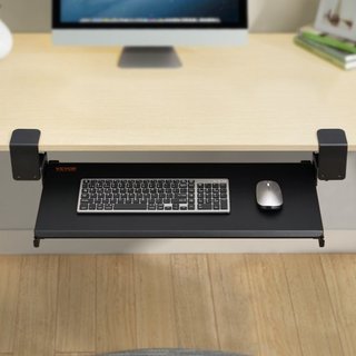 Soporte para Teclado de Escritorio, Bandeja de Teclado Deslizante con Montaje de C-Clamp Sin Taladro, Gran Cajón Deslizante de 26.8 x 11 pulgadas para Escribir en Casa, Trabajo de Oficina