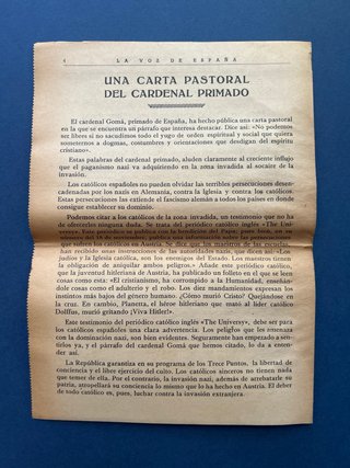 Periódico La Voz de España 1938 guerra civil repu