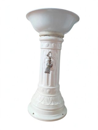 Fonte lavabo con bacinella da terra in ceramica