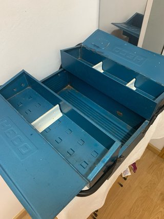 Caja de herramientas metálica azul Heco