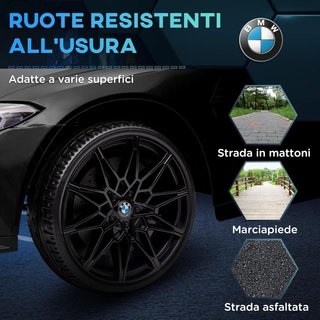 Coche Eléctrico para Niños 3-5 Años 12V con Licencia BMW M4, 3-5Km/H Coche Eléctrico para Niños Con 2 Motores, Suspensión, Control Remoto 2.4G, Claxon y Faros, en PP y Metal, Negro