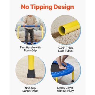 Trampolín de 91.4 cm para Niños, Trampolines de 91.4 cm para Interiores/Exteriores para Niños Pequeños, Trampolín Mini Plegable con Mango de Espuma, Regalo de Cumpleaños Recreativo para Niños de 3...
