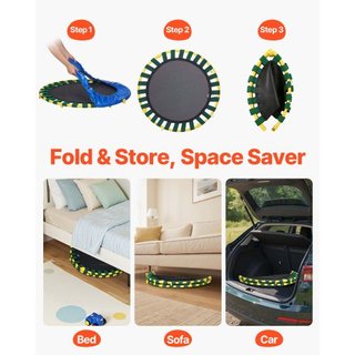 Trampolín de 91.4 cm para Niños, Trampolines de 91.4 cm para Interiores/Exteriores para Niños Pequeños, Trampolín Mini Plegable con Mango de Espuma, Regalo de Cumpleaños Recreativo para Niños de 3...