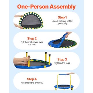 Trampolín de 91.4 cm para Niños, Trampolines de 91.4 cm para Interiores/Exteriores para Niños Pequeños, Trampolín Mini Plegable con Mango de Espuma, Regalo de Cumpleaños Recreativo para Niños de 3...