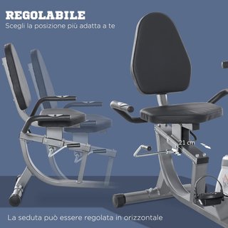 Cyclette De Casa Con 8 Niveles De Resistencia, Cyclette Horizontal Recumbent Con Ruedas, Monitor LCD Y Asiento Regulable, en Acero Y ABS, para Home Gym Casa, 122-137X62X103Cm