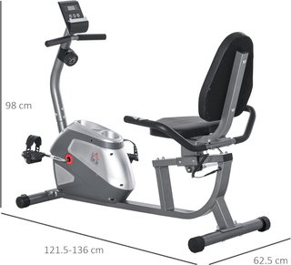 Cyclette De Casa Con 8 Niveles De Resistencia, Cyclette Horizontal Recumbent Con Ruedas, Monitor LCD Y Asiento Regulable, en Acero Y ABS, para Home Gym Casa, 122-137X62X103Cm