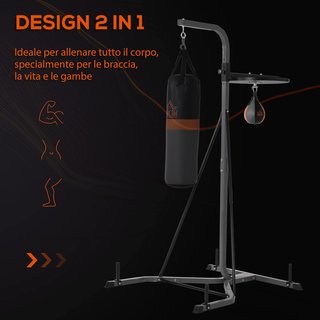 Estación Multiusos Regulable Con Saco De Boxeo De 20Kg Y Punching Ball Para Entrenamiento De Boxeo