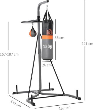 Estación Multiusos Regulable Con Saco De Boxeo De 20Kg Y Punching Ball Para Entrenamiento De Boxeo