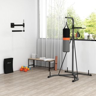 Estación Multiusos Regulable Con Saco De Boxeo De 20Kg Y Punching Ball Para Entrenamiento De Boxeo