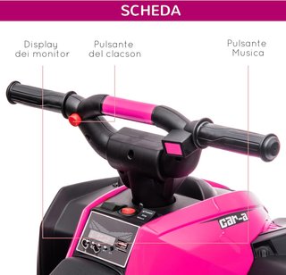 Cuatrimoto Eléctrica para Niños 12V ATV, Coche Eléctrico Con Doble Motor y 2 Velocidades, Ruedas Anchas Con Faros LED, Claxon y Música, Edad 3-5 Años, Rosa