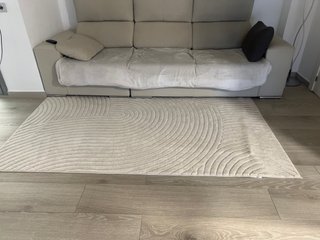 Alfombra beige poliéster diseño ondas